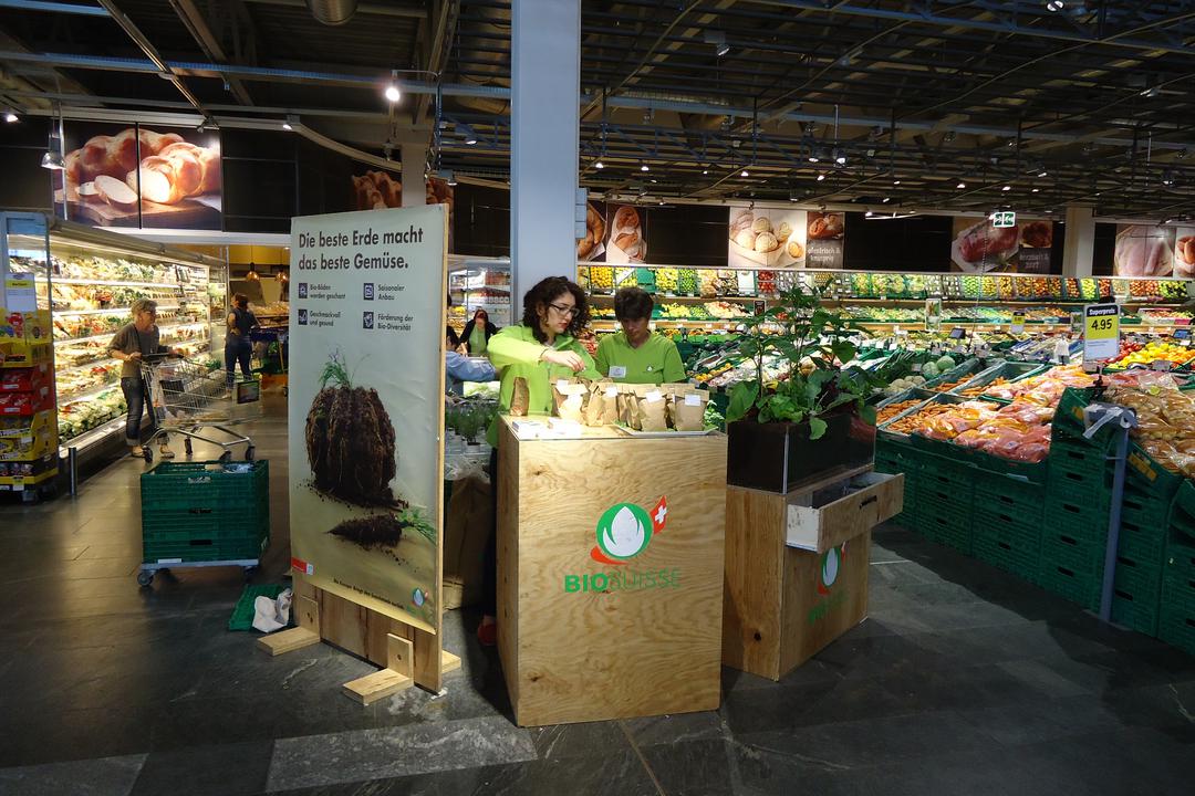Aktivierung der Marke Bio Suisse in einem Supermarkt in der Schweiz